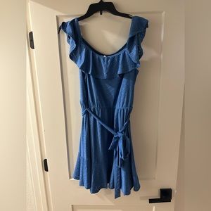 Bcbg blue eyelet minidress. Size L